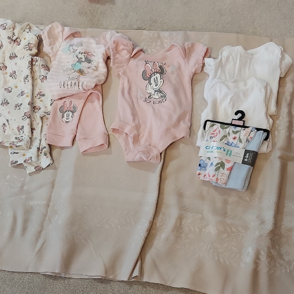 Pink and White Baby Onesies Set
